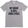 My Brain Is 80% Song Lyric T-Shirt