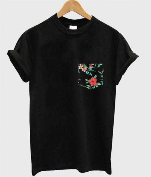 A Black Floral Pocket T-Shirt