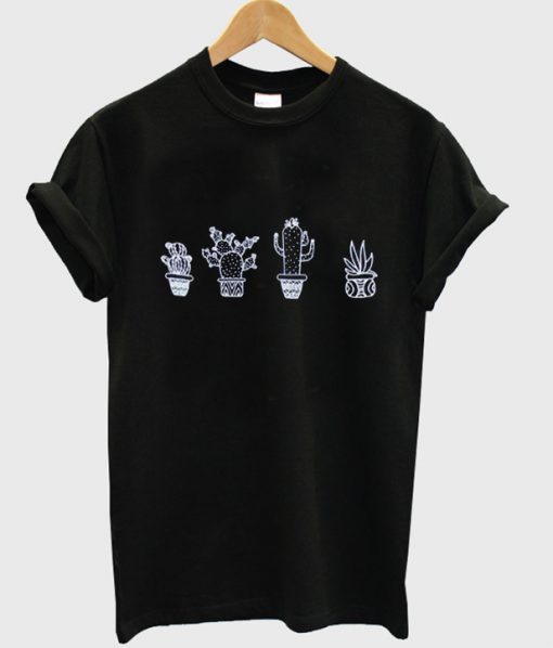 Black Cactus Print T-Shirt