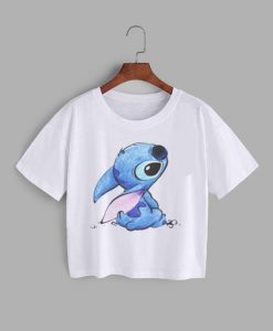 Blue Stitch Crop T-Shirt