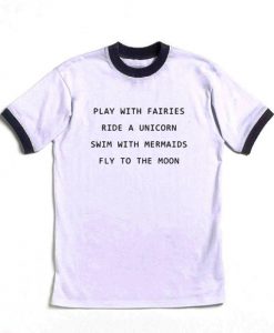 Play With Fairies Embroidered Ringer T-Shirt