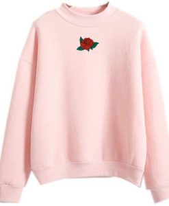 Embroidered Rose Pink Sweatshirt