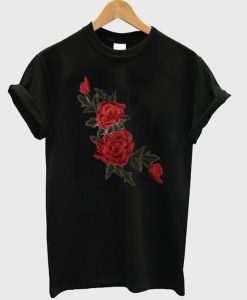 Rose Flower Embroidered T-Shirt