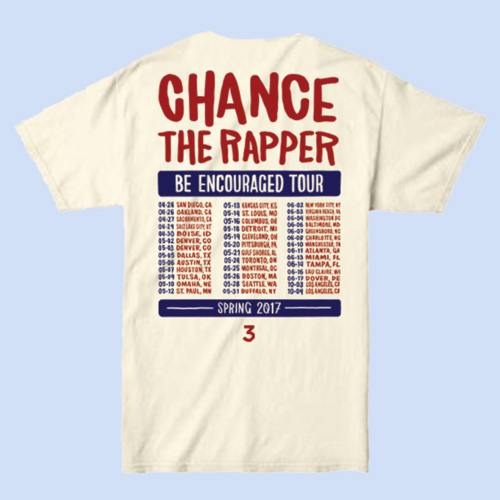chance the rapper be encouraged tour merch