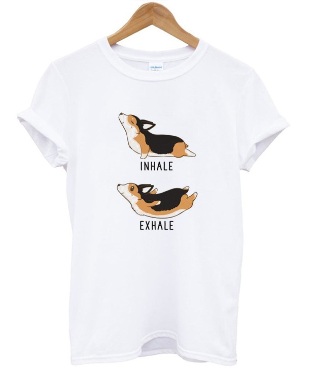 Inhale Exhale Corgi Yoga Dog T-Shirt – bigboze.com