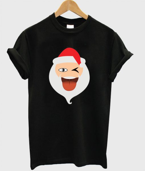 Santa Claus Wink Eyes Tongue Out T-Shirt