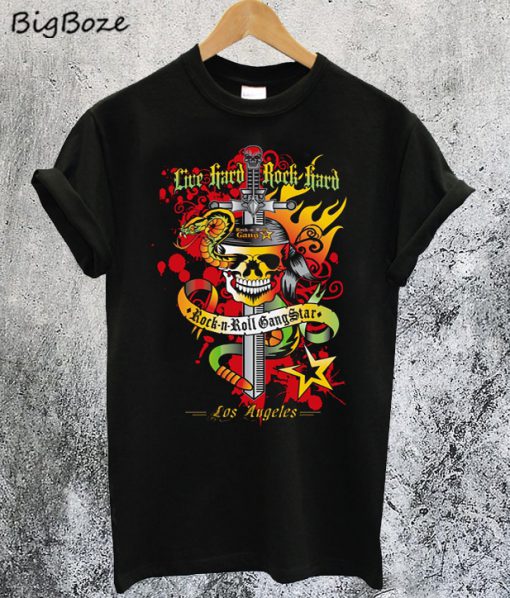 Snake Skull Live Rock Hard T-Shirt