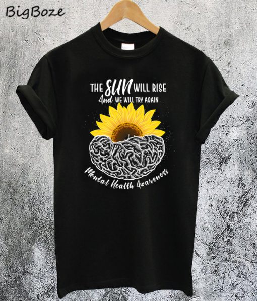 Mental Health Awareness Sunflower Brain T-Shirt
