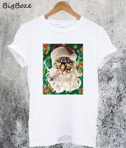 Cat Smoking Ugly Christmas T-Shirt