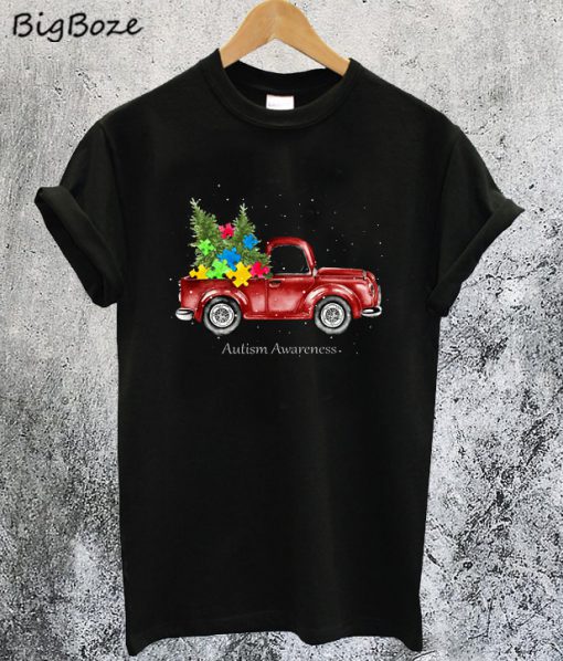 Christmas Truck Autism Awareness T-Shirt