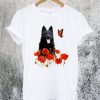 German Shepherd Flowers And Butterfly T-Shirt