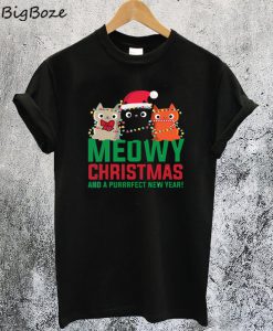 Meowy Christmas And A Purrffect New Year T-Shirt