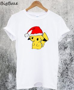Santa Hat Pikachu Pokemon Xmas T-Shirt