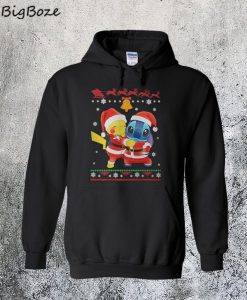 Pikachu Hug Stitch Christmas Hoodie