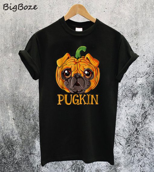 Pugkin Pug Pumpkin Halloween T-Shirt