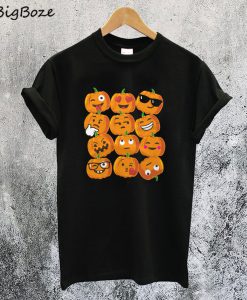 Pumpkin Emoji Faces T-Shirt