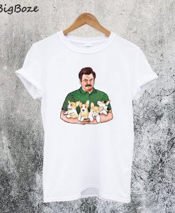 Ron Swanson & Corgi Puppies T-Shirt