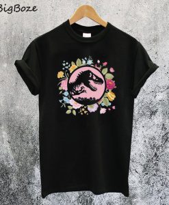Floral Jurassic Park T-Rex T-Shirt