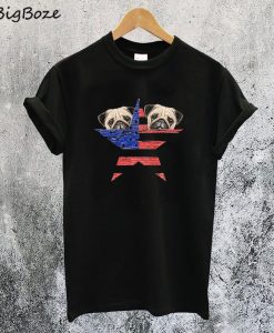 Pug Dog 4th of July US Flag Star T-Shirt