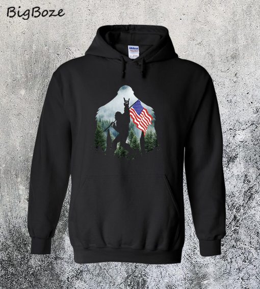 Bigfoot Into The Forest USA Flag Hoodie